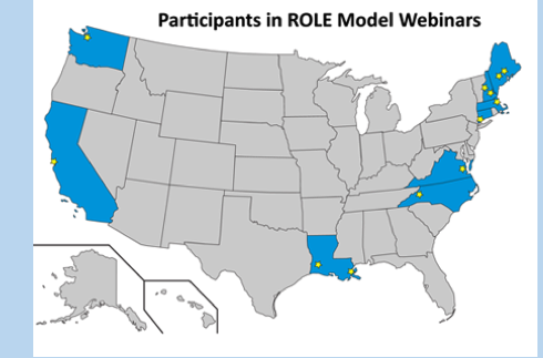 map of participant locations for ROLE Model Webinars I & II
